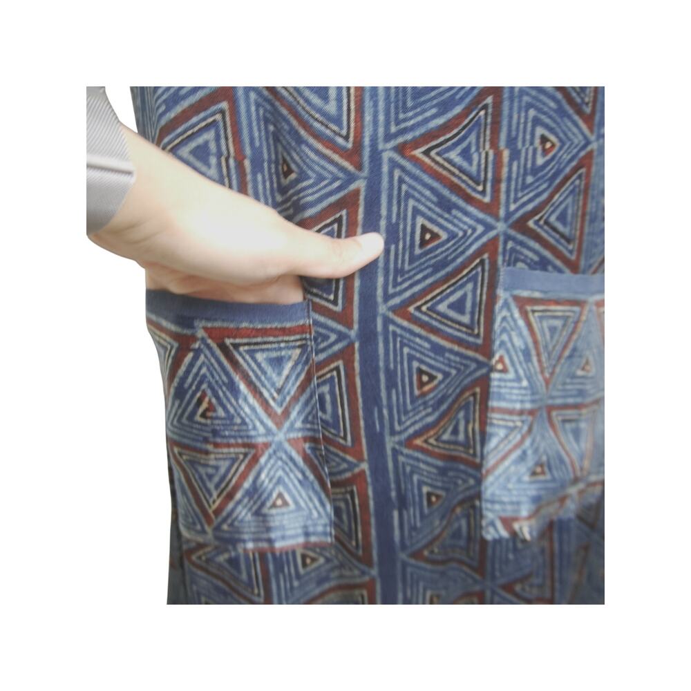 Gramatas Navy Velvet Halter Dress XL NWT Geometric Boho Pockets Slow Fashion - Picture 8 of 11